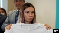 Beloruska sprinterka Kristina Timanovskaja, kola je iz Tokija otišla pravo u Poljsku (Foto: AP/Czarek Sokolowski)