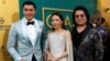 Author Kevin Kwan (R) and cast members Henry Golding and Constance Wu pose at the premiere for "Crazy Rich Asians" in Los Angeles, California, U.S., August 7, 2018. 