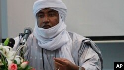 FILE - Mossa Ag Attaher, spokesman for the National Movement for the Liberation of Azawad, Rabat, Morocco, Jan. 23, 2014. 