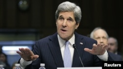 U.S. Senator John Kerry testifies during his Senate Foreign Relations Committee confirmation hearing to be secretary of state, Washington, January 24, 2013. 