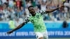 Nigeria's Ahmed Musa celebrates scoring against Iceland at the 2018 FIFA World Cup in Russia. Nigeria won that June 22 match 2-0, but was knocked out of competition by Argentina several days later. Its team jersey remains a winner. 