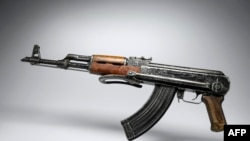 FILE: This photo taken on April 26, 2015 in Paris shows a Kalashnikov AK-47 gun, commonly used both by insurgents and many national armies.