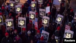 Protestas en Seattle,Washington pidiendo un alza en el salario mínimo dieron resultado ya que hoy el estado comienzan a subir. 