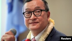 Cambodian opposition leader Sam Rainsy raises, Jan. 17, 2018, the prospect of violence if this year's general election is not postponed.
