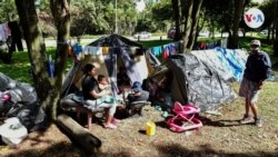 Venezolanos en campamento al norte de Bogotá