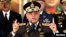 Venezuelan Defense Minister Vladimir Padrino Lopez holds a news conference in Caracas, Venezuela January 24, 2019. 