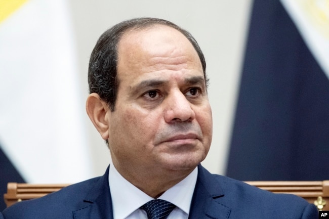 FILE - Egyptian President Abdel Fattah el-Sissi attends a signing ceremony following his talks with Russian President Vladimir Putin in Sochi, Russia, Oct. 17, 2018.