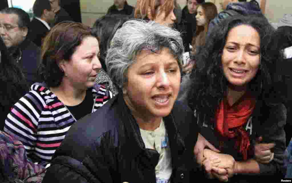 Basma Chokri, the wife of assassinated prominent Tunisian opposition politician Chokri Belaid, mourns in Tunis Feb. 6, 2013. 