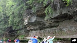 The River Spirit Exchange took students down the Kickapoo River, a tributary of the Mississippi, past towering sandstone outcroppings