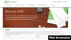 A portion of the home page of the Consumer Financial Protection Bureau. 