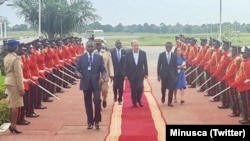 Antonio Guterres arrive en Centrafrique, le 24 octobre 2017. (Twitter/Minusca)