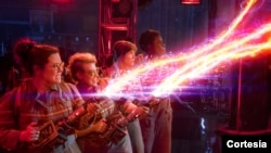 The Ghostbusters Abby (Melissa McCarthy), Holtzmann (Kate McKinnon), Erin (Kristen Wiig) and Patty (Leslie Jones) in Columbia Pictures' 'Ghostbusters.'