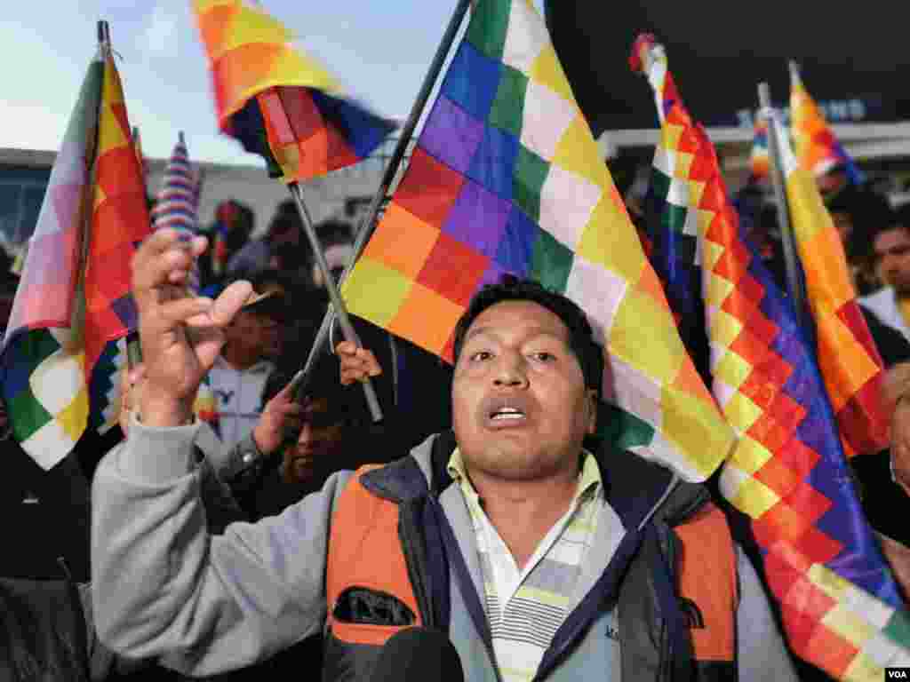 Protesta en Bolivia contra presidenta interina
