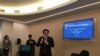 台湾基隆市长林右昌2019年3月13日在华盛顿全球台湾研究中心(GTI)演讲（美国之音钟辰芳拍摄）