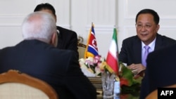 지난 2018년 7월 이란 테헤란에서 리용호 북한 외무상과 모하마드 자바드 자리프 이란 외무장관이 회담했다.