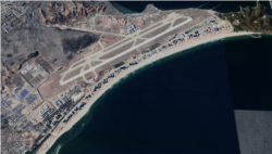 지난달 북한 원산갈마해안관광지구를 촬영한 위성사진을 보면 대부분 건물이 외형상 완공된 모습이다. 사진: CNES Airbus Google Earth.