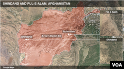 Peta kawasan Shindand dan Pul-e-Alam, Afghanistan.