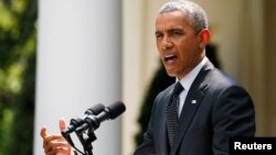 Presiden AS Barack Obama mengumumkan jumlah tentara AS yang akan bertahan di Afghanistan, di Gedung Putih, Washington (27/5). 