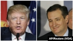 Kandidat calon presiden Partai Republik, Donald Trump (kiri), dan Senator Ted Cruz.