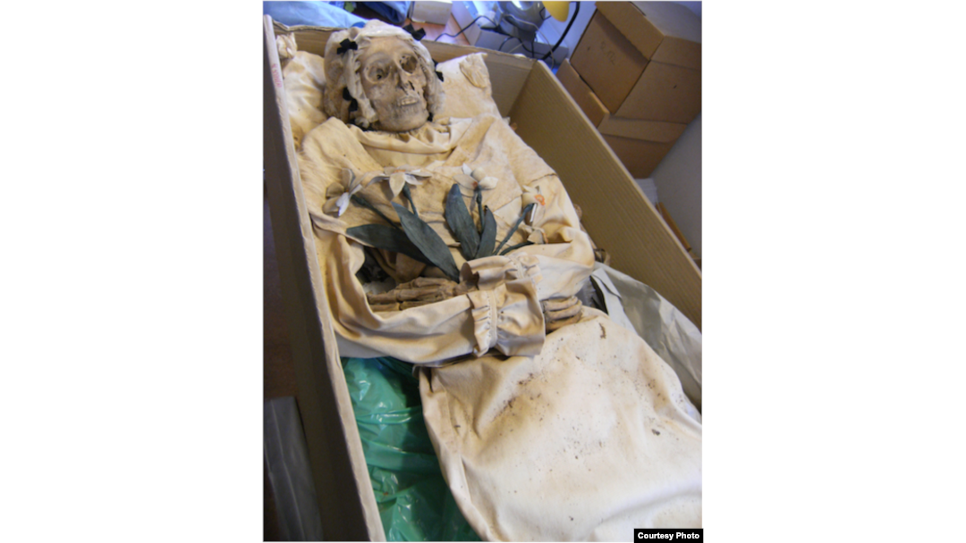 Mummified remains of Terézia Hausmann. (Gemma Kay)