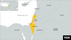 Peta wilayah Israel, Tepi Barat dan Gaza.