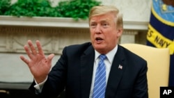Tổng thống Donald Trump phát biểu trong cuộc họp với Thủ tướng Hà Lan Mark Rutte tại Tòa Bạch Ốc ngày 2/7/ 2018.