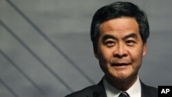 Hong Kong's Chief Executive Leung Chun-ying attends the opening ceremony of the Business of Design Week in Hong Kong , Dec. 6, 2012. 