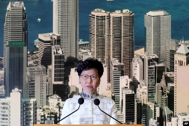 2019年6月15日香港行政長官林鄭月娥舉行記者會。宣布暫緩《逃犯條例》修法.