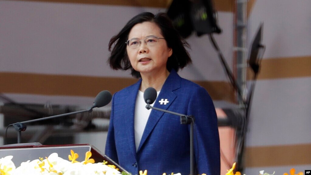台湾总统蔡英文2021年10月10日在双十国庆上发表演讲。