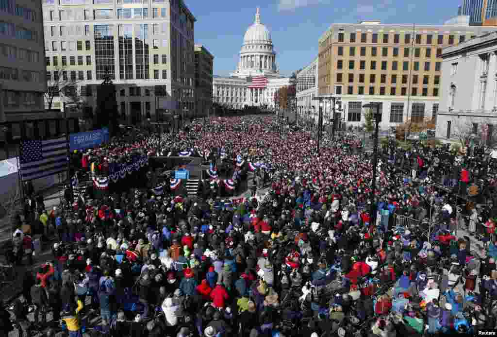 Dernier jour de campagne du pr&eacute;sident Obama &agrave; Madison, dans le Wisconsin, le 5 novembre 2012