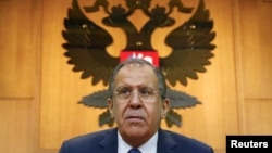 Russian Foreign Minister Sergei Lavrov gives a news conference in Moscow, Russia, Jan. 26, 2016. 