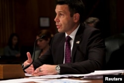 Acting Homeland Security Secretary Kevin McAleenan testifies before the Senate Homeland Security and Governmental Affairs Committee in Washington, May 23, 2019.