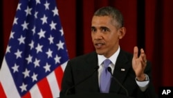 U.S. President Barack Obama answers a question during a joint news conference with Malaysian Prime Minister Najib Razak at his residence in Kuala Lumpur, Malaysia, Sunday, April 27, 2014. 