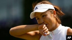 La Chinoise Peng Shuai lors d'un match aux championnats de tennis de Wimbledon, à Londres, le 3 juillet 2018.