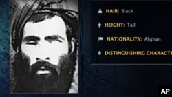 FILE - In this undated image released by the FBI, Mullah Omar is seen in a wanted poster. An Afghan official said his government is examining claims that reclusive Taliban leader Mullah Omar is dead. 