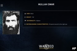 FILE - In this undated image released by the FBI, Mullah Omar is seen in a wanted poster.