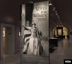 The Votes for Women exhibit at the National Portrait Gallery traces the long struggle for women to gain the right to vote in America. (J.Taboh/VOA)