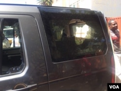 One of the damaged vehicles outside the MDC-T offices.