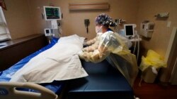 یکی از کارکنان بیمارستان در ایالت لوئیزیانای آمریکا جنازه یک قربانی کرونا را برای انتقال به سردخانه آماده می‌کند - اوت ۲۰۲۱