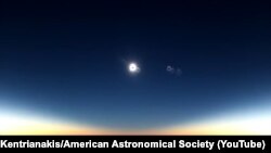 Solar eclipse seen from the window of an Alaska Airlines flight on March 8, 2016.