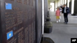 The list of the U.S. soldiers who were killed in the Korean War is displayed at the Korea War Memorial Museum in Seoul, South Korea, July 15, 2018. South Korea's Yonhap news service said North Korea is preparing to return remains of U.S. war dead on Frida