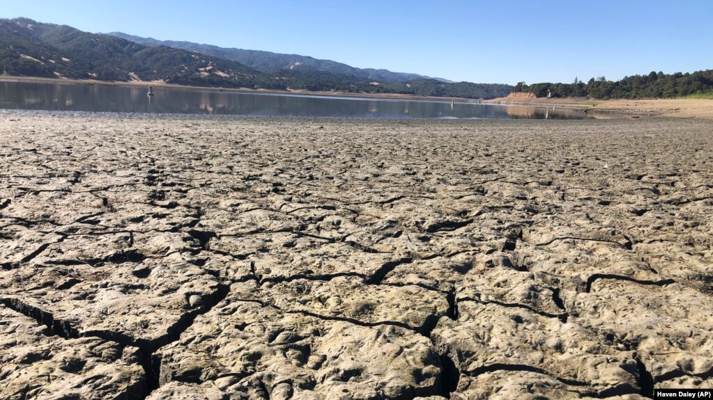 An exposed dry bed is seen at Lake Mendocino near Ukiah, Calif., Wednesday, Aug. 4, 2021. (AP Photo/Haven Daley)