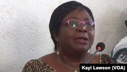 Brigitte Adjamagbo, coordonnatrice de la coalition, à Lomé, au Togo, le 12 septembre 2018. (VOA/Kayi Lawson)