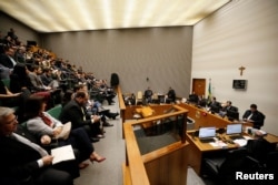 A general view of Brazil's Superior Court Justice during a session to try the appeal of former Brazilian president Luiz Inacio Lula Da Silva, in Brasilia, April 23, 2019.