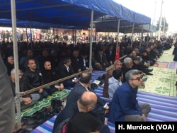 Mourners gather at a funeral for a Turkish soldier killed in the Afrin conflict. Soldiers and civilians on both sides have died. Pictured on Feb. 4, 2018.