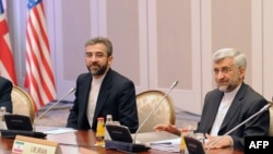 Iran's representatives led by their top nuclear negotiator Saeed Jalili (R) take part in talks with top officials from the United States, Britain, France, EU, China, Germany and Russia on Iran's nuclear program in the Kazakh city of Almaty, April 5, 2013.