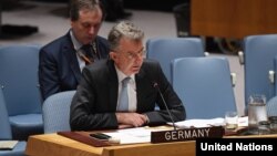 လုံခြုံရေးကောင်စီရဲ့ အလှည့်ကျ သဘာပတိဖြစ်တဲ့ ကုလသမဂ္ဂဆိုင်ရာ Germany သံအမတ်ကြီး Christoph Heusgen (၂၇ ရက် ဇွန်လ ၂၀၁၈)