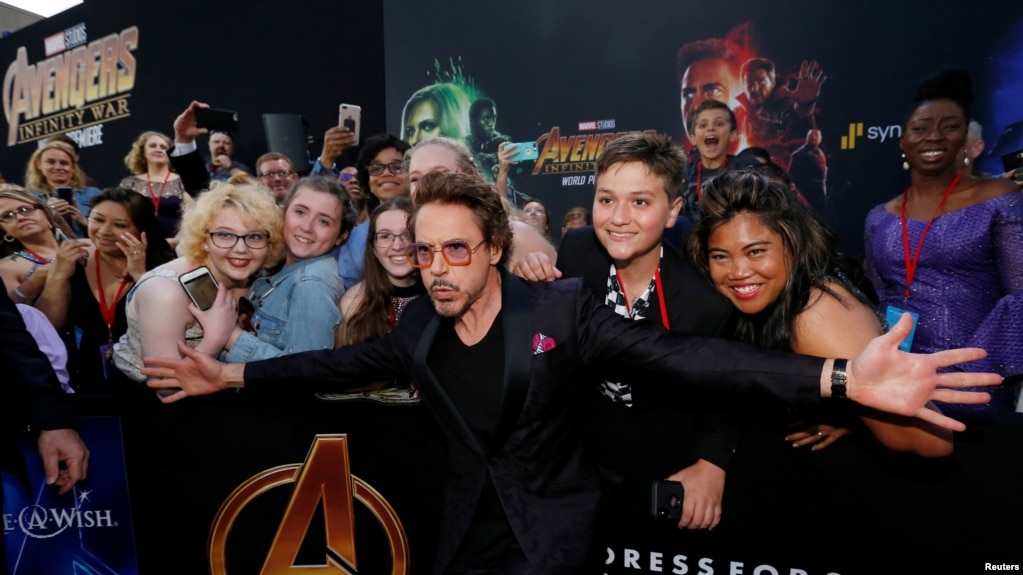 El actor Robert Downey Jr. llega a la premiere mundial de "Avengers: Infinity War" en Los Angeles, California. 23/4/18.
