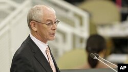 FILE - The President of the European Council Herman Van Rompuy.