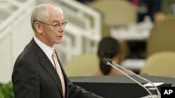 President of the European Council Herman Van Rompuy speaks during the 68th session of the General Assembly, Sept. 25, 2013.